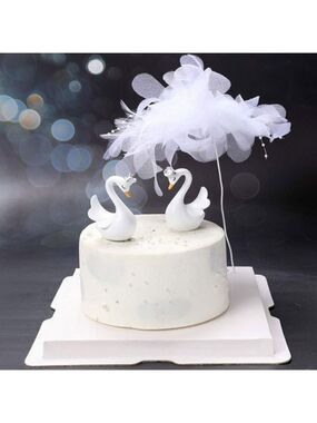 Swan couple wedding cake topper set